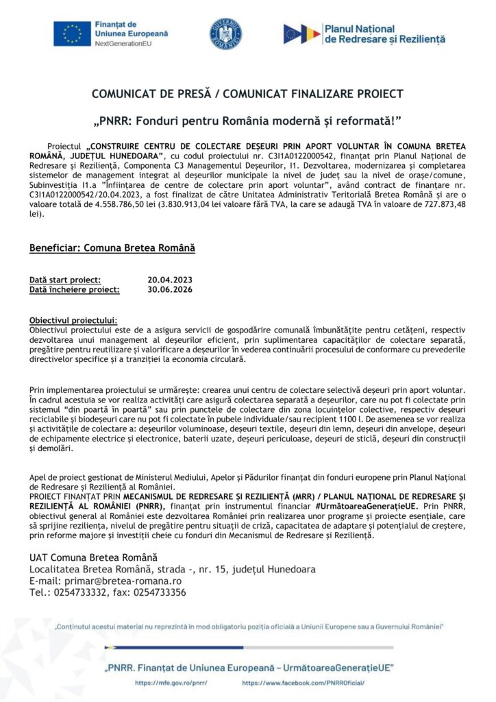 comunicat bretea